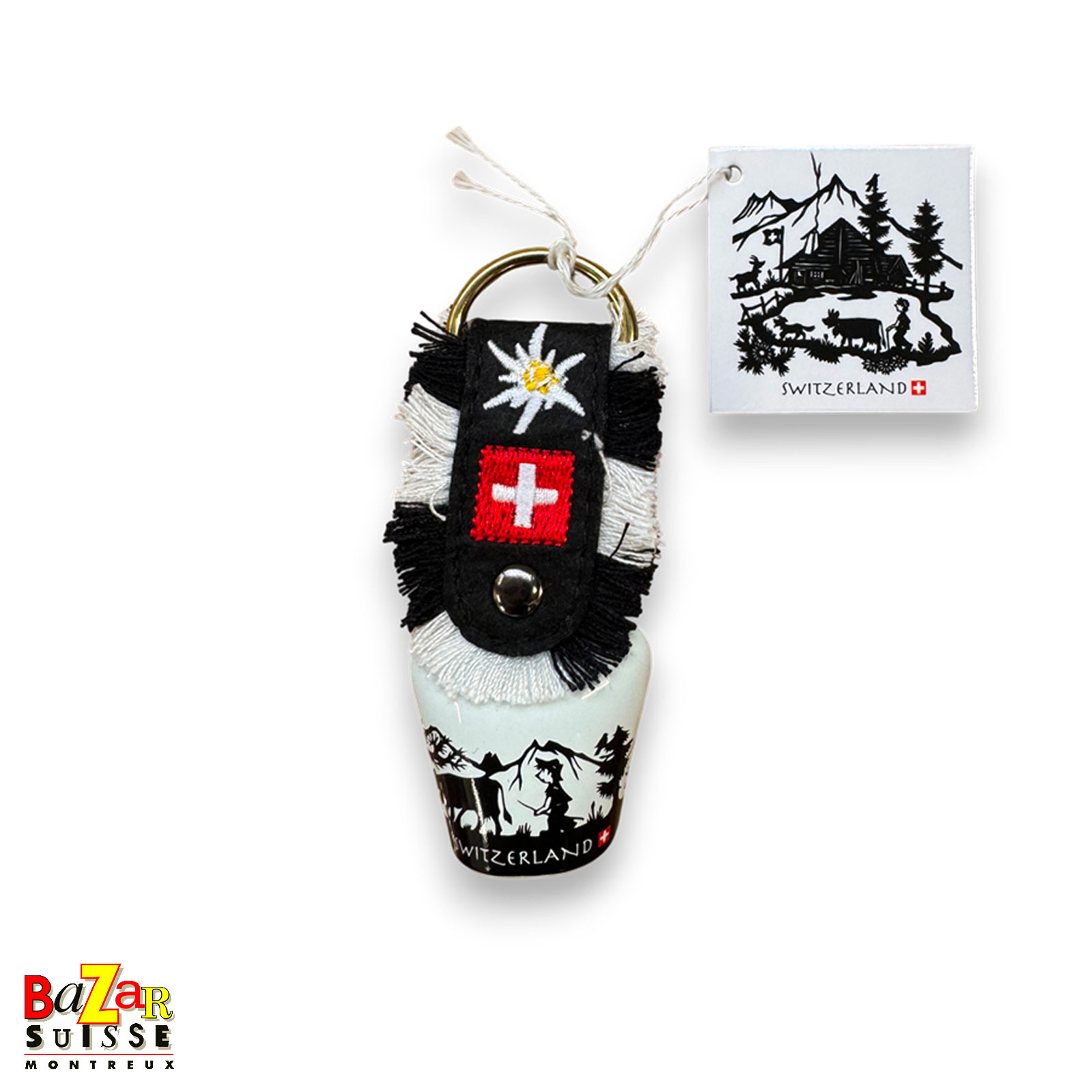 Cloche blanche à motif Poya - 7,5 cm