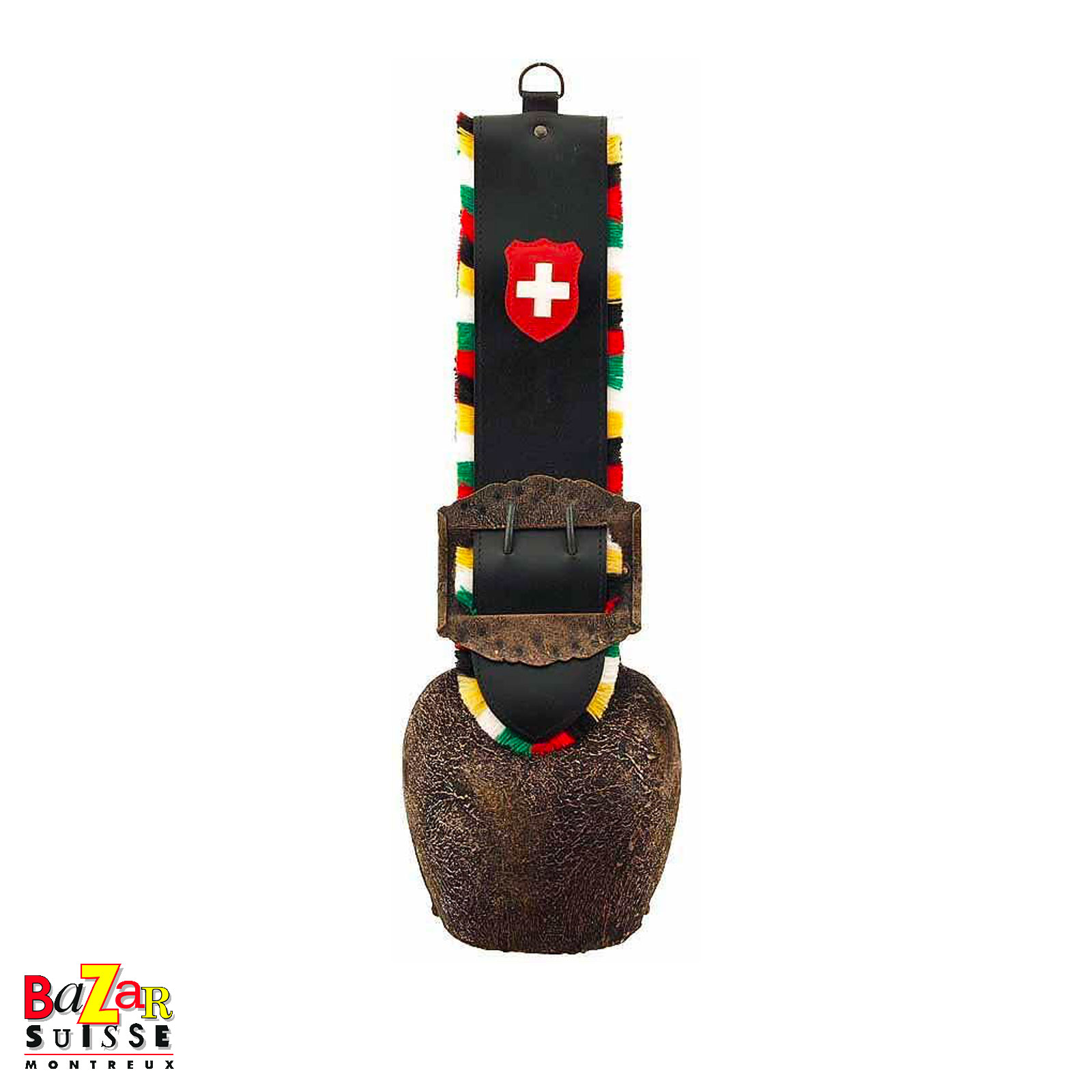 Cloche en tôle forgée à croix suisse - 45 cm