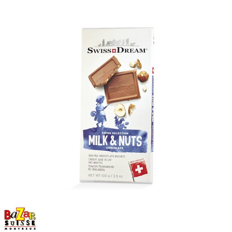 Chocolat au lait Swiss Dream - noisettes grillées 8 % - 100 g