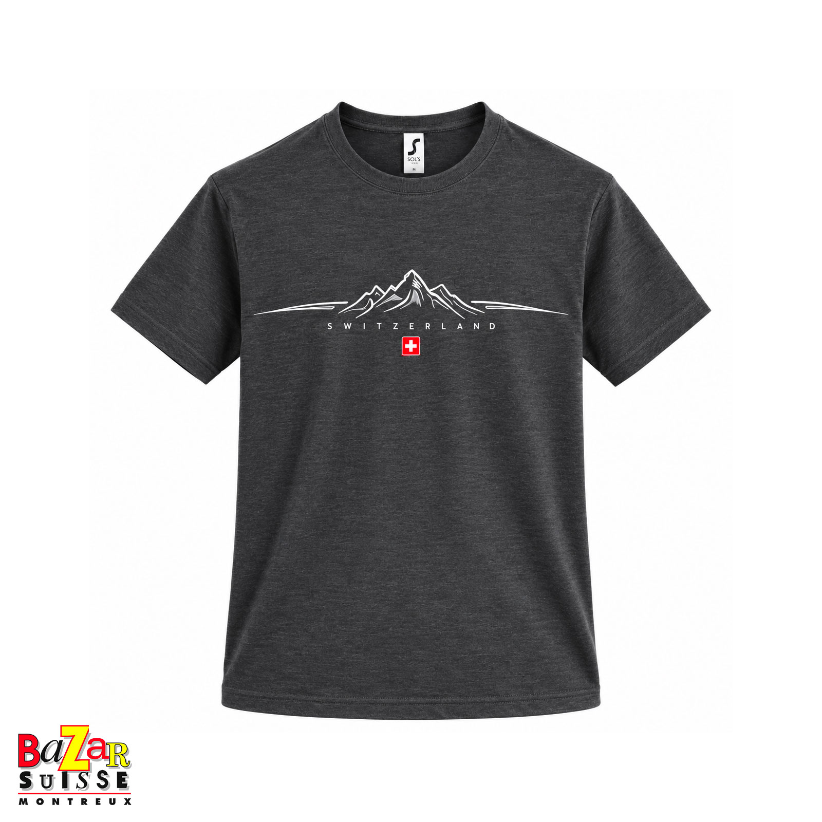 T-shirt Switzerland Mountain gris anthracite