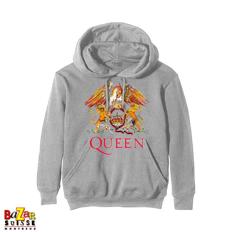 Sweat à capuche Queen Crest gris