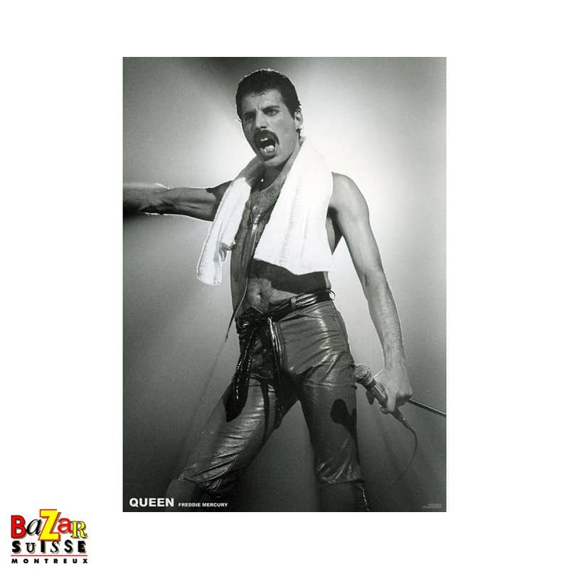 Poster Freddie Mercury en noir et blanc - 84 x 59,5 cm