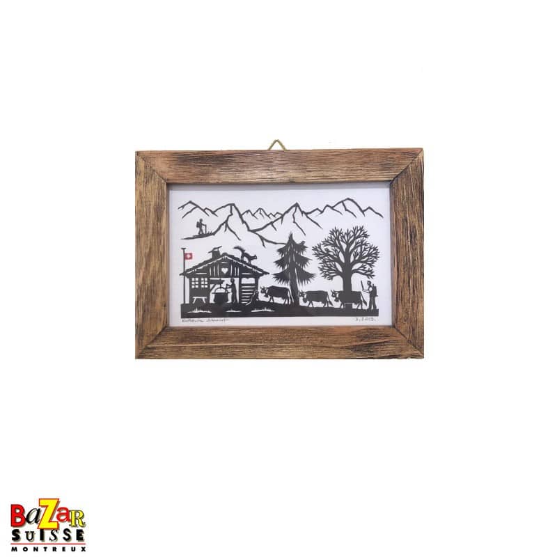 Découpage encadré chalet alpin - Catherine Schmidt