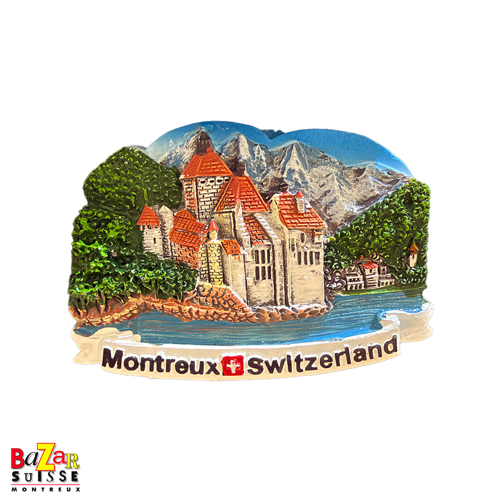 Aimant Montreux - château de Chillon en polyrésine - 6,5 x 5 cm