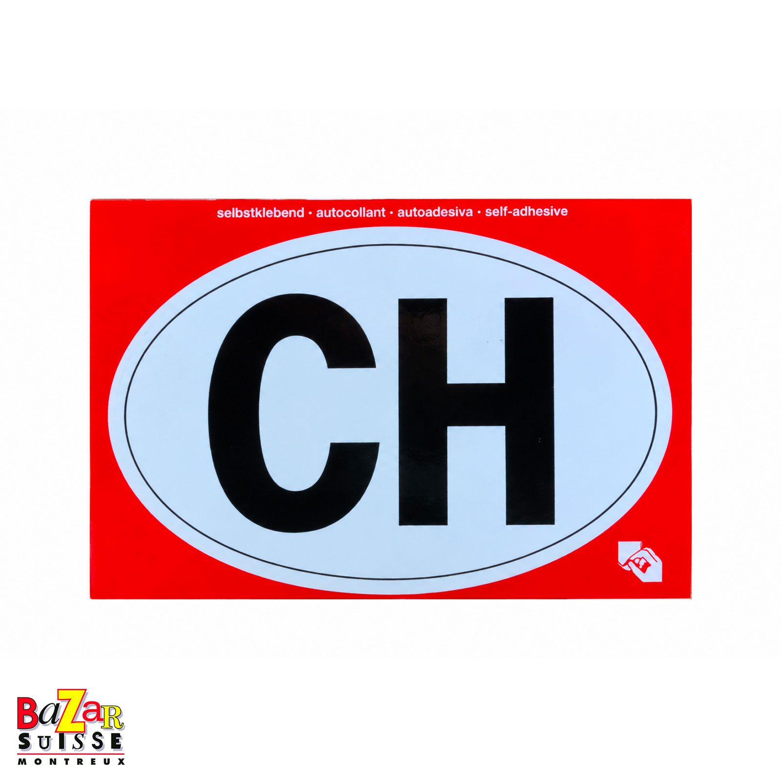 Autocollant CH ovale pour voiture avec carte postale