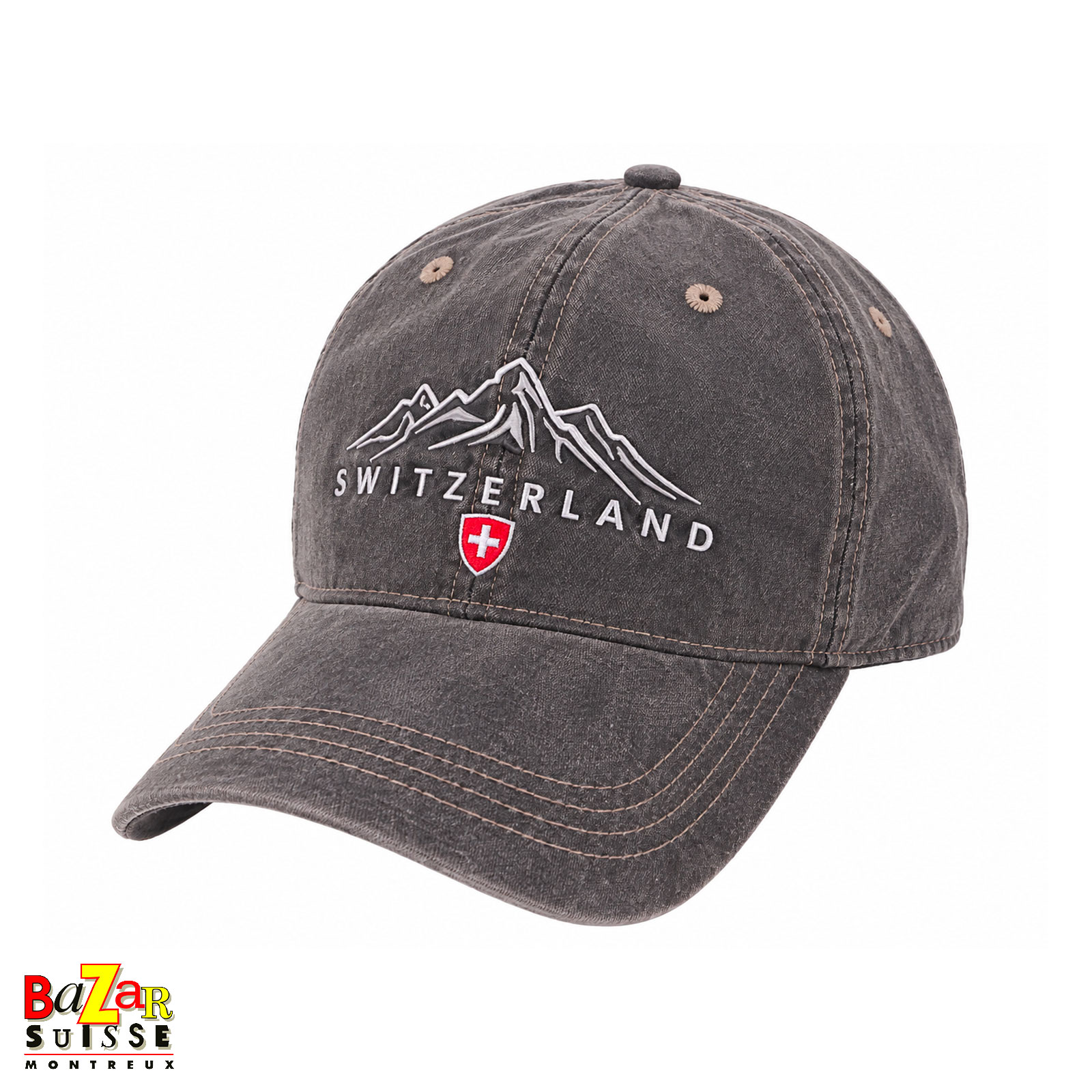 Casquette Switzerland noire en denim