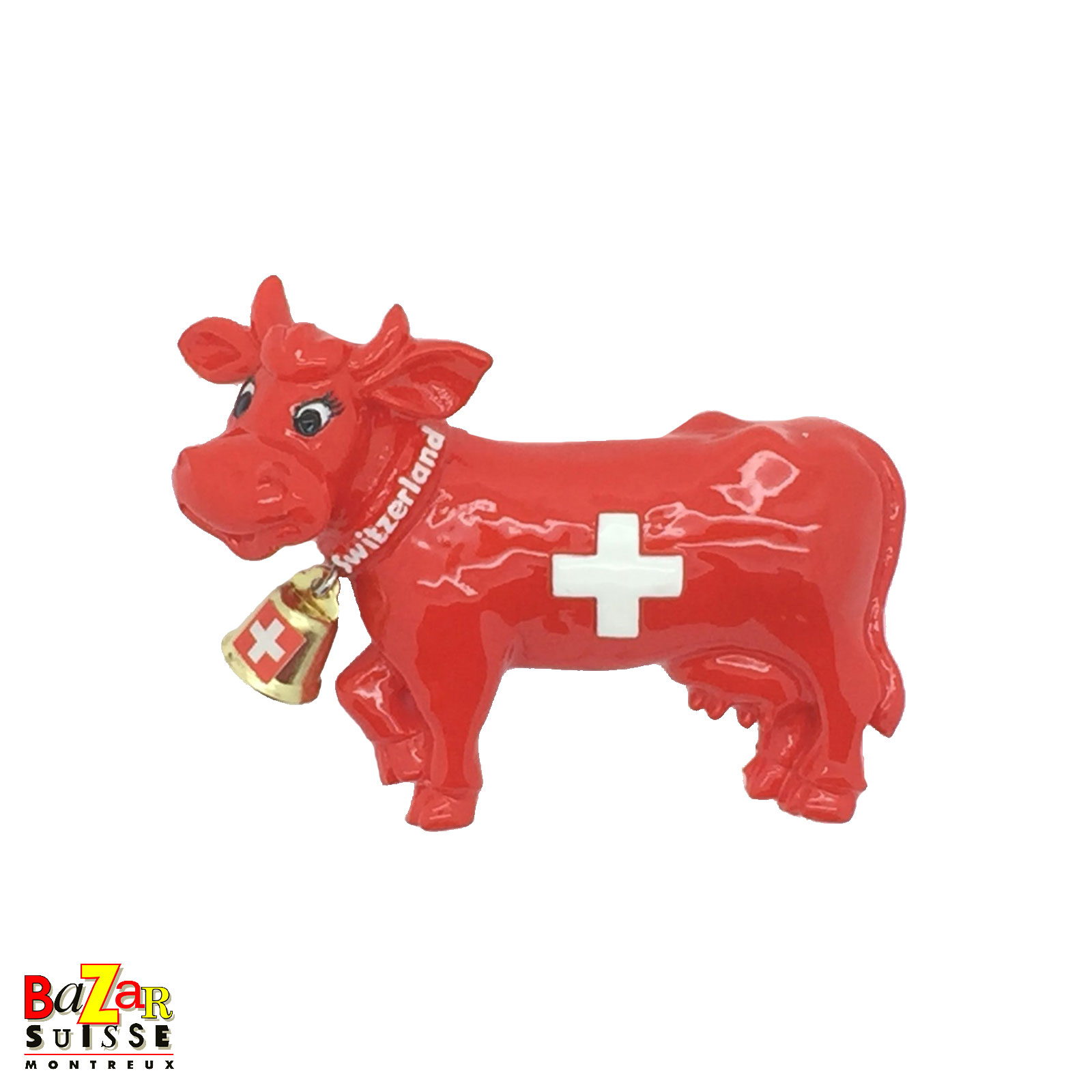 Aimant vache rouge à croix suisse