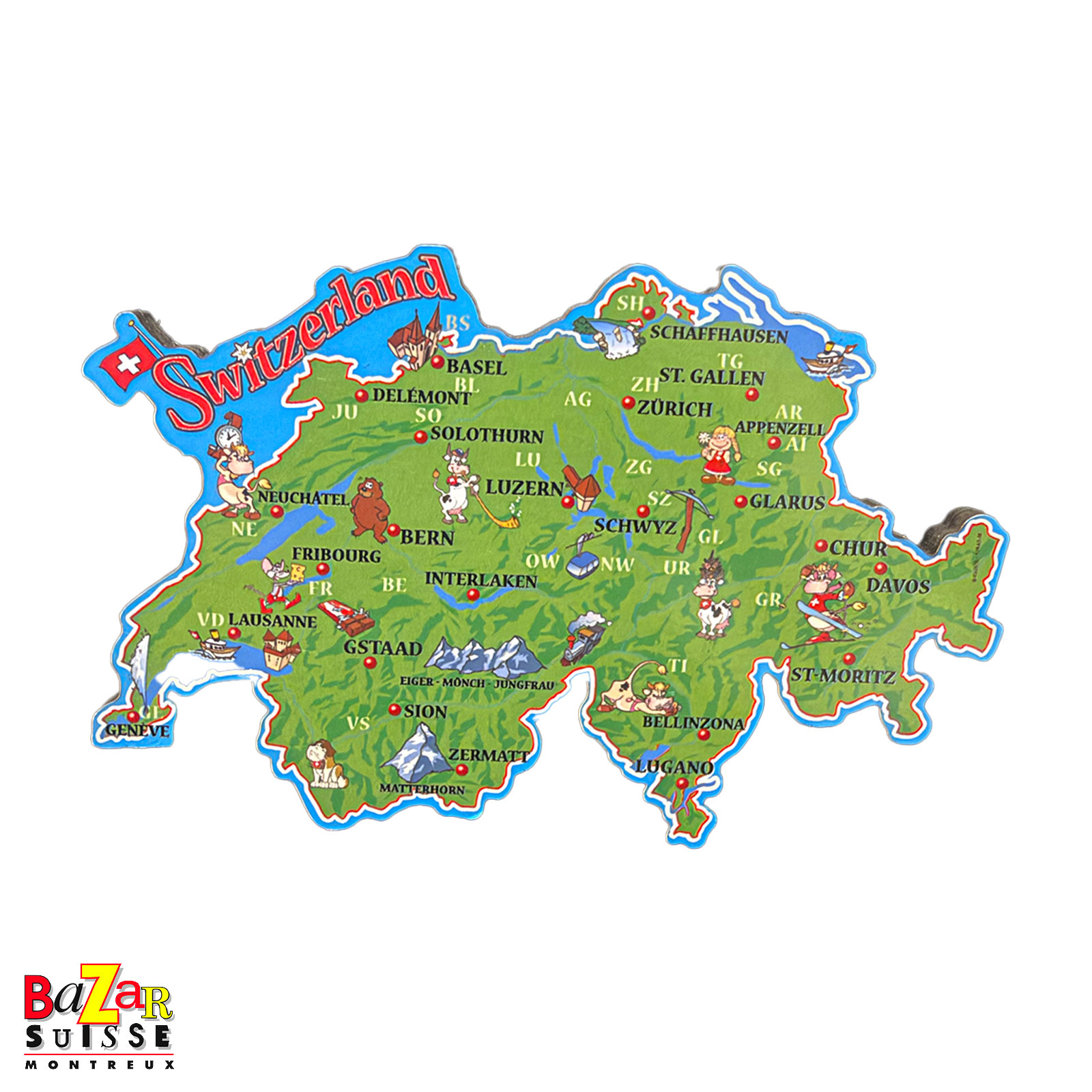 Aimant carte de la Suisse - bois