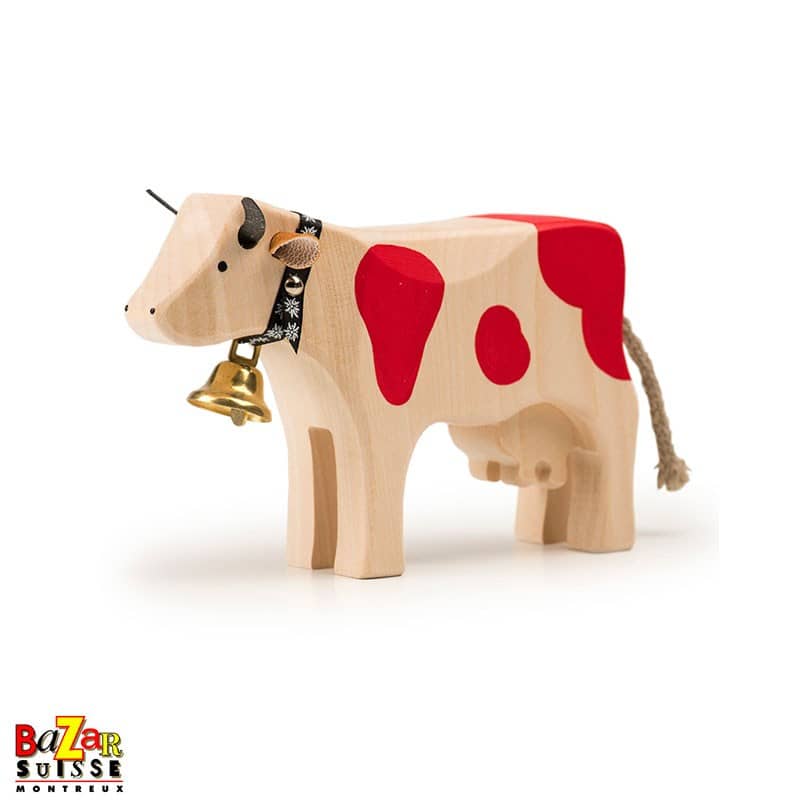 Vache en bois Trauffer - rouge - moyenne