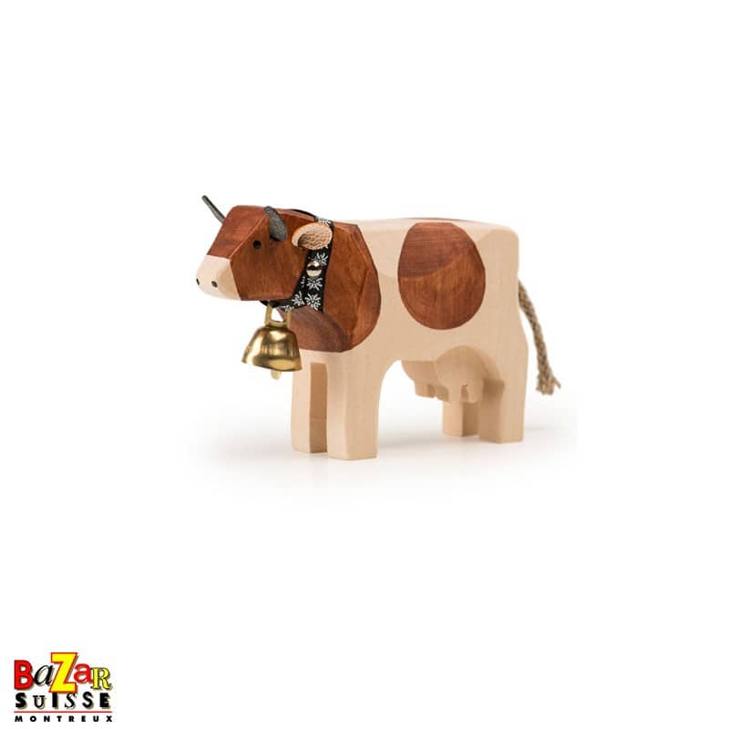 Vache en bois Trauffer - brune - petite