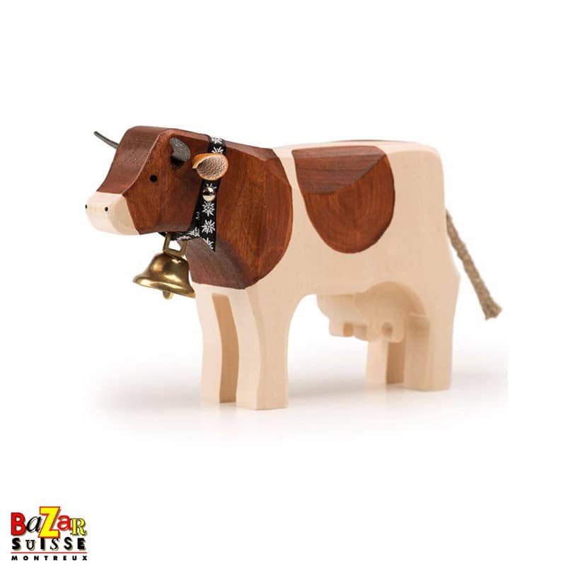 Vache en bois Trauffer - brune - moyenne