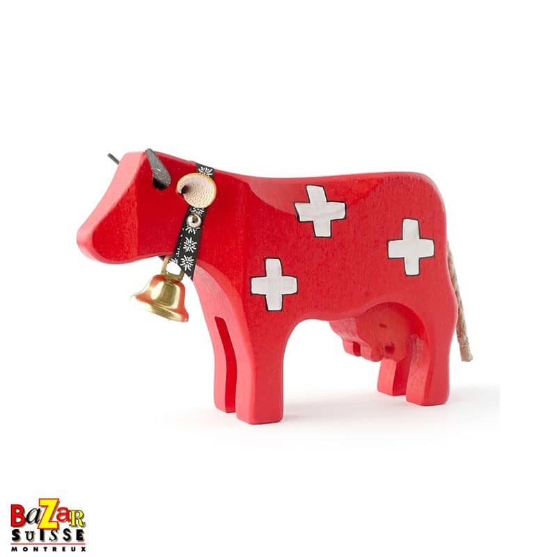 Vache en bois Trauffer - croix suisses - moyenne