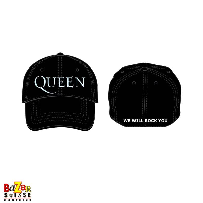 Casquette Queen noire à logo effet métallique