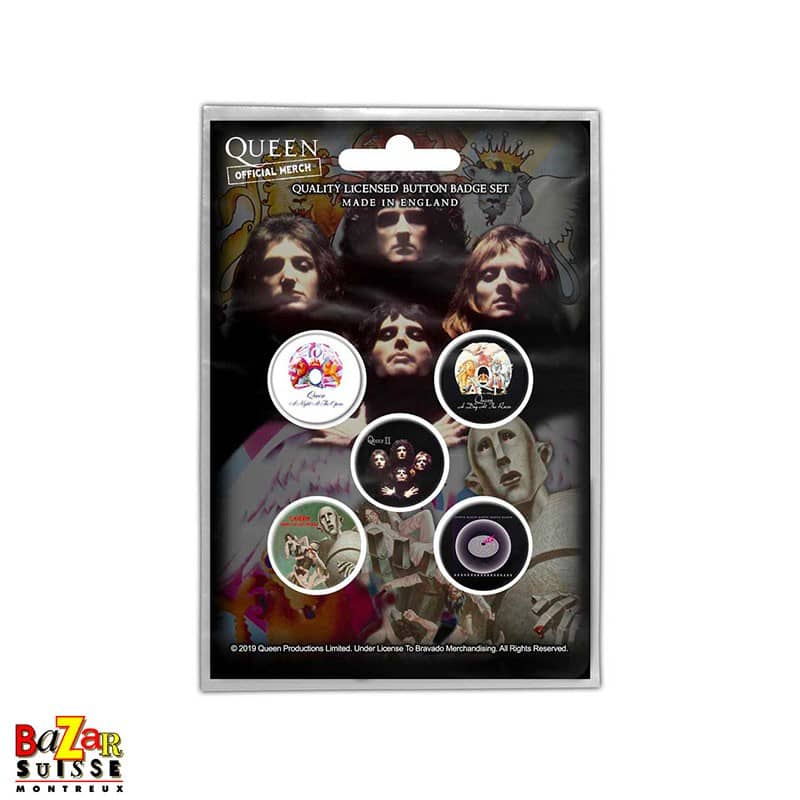 Lot de 5 badges Queen Early Albums