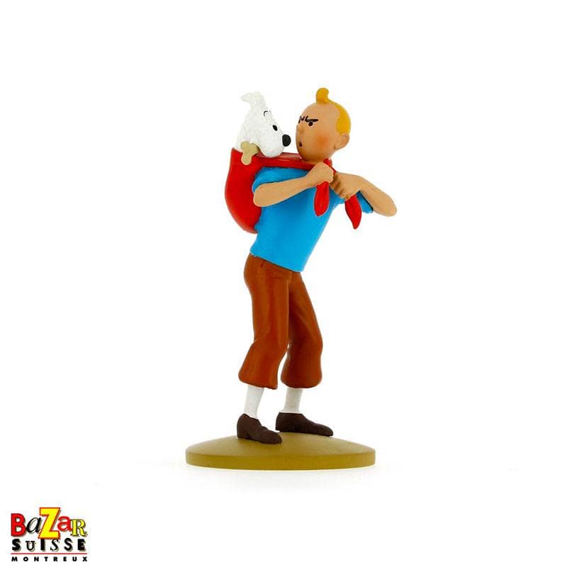 Figurine Tintin ramenant Milou - Résine, 12 cm