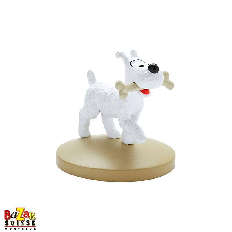 Figurine Milou avec son os - Résine, 5 cm