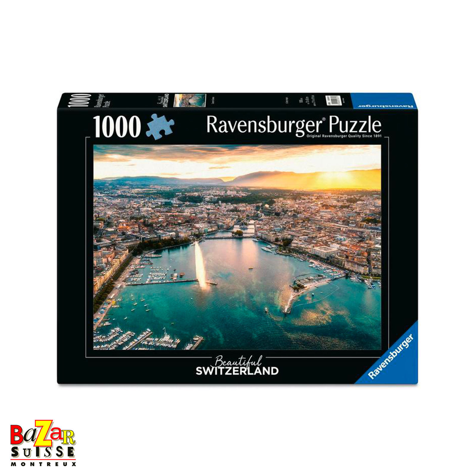 Puzzle Coucher de soleil à Genève - Ravensburger, 1 000 pièces