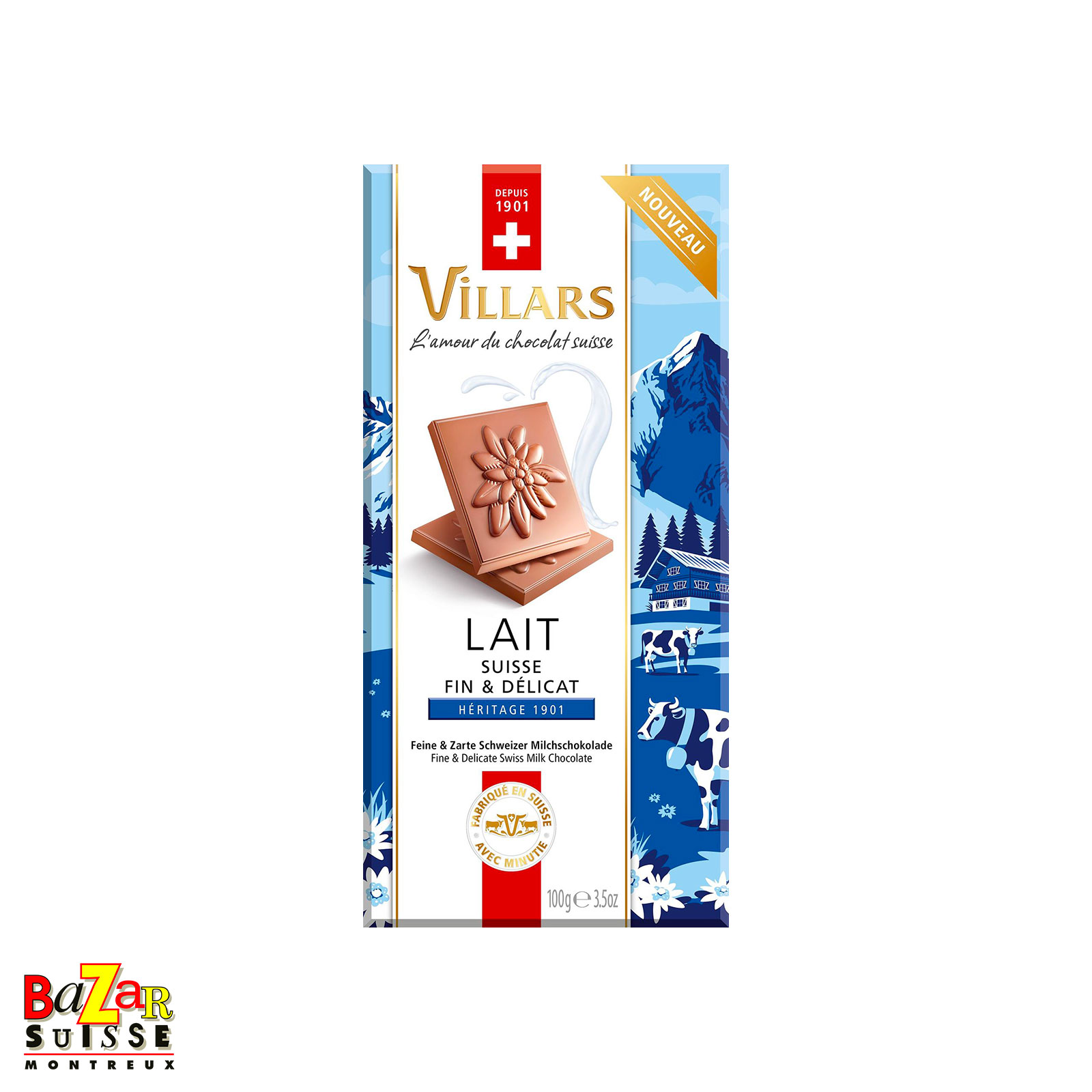 Chocolat au lait suisse Villars - Fin & délicat, 100 g