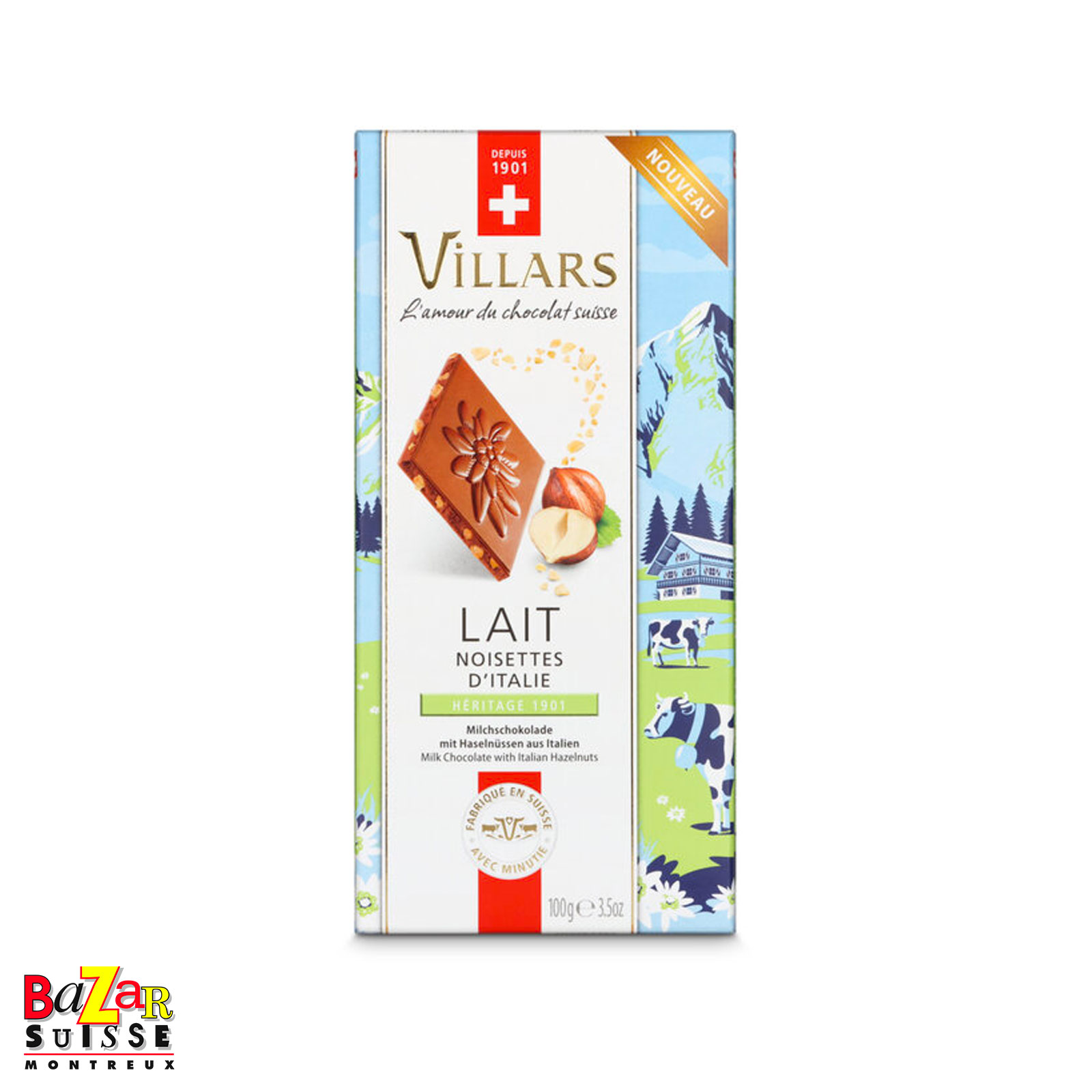 Chocolat au lait aux noisettes d'Italie Villars - 100 g