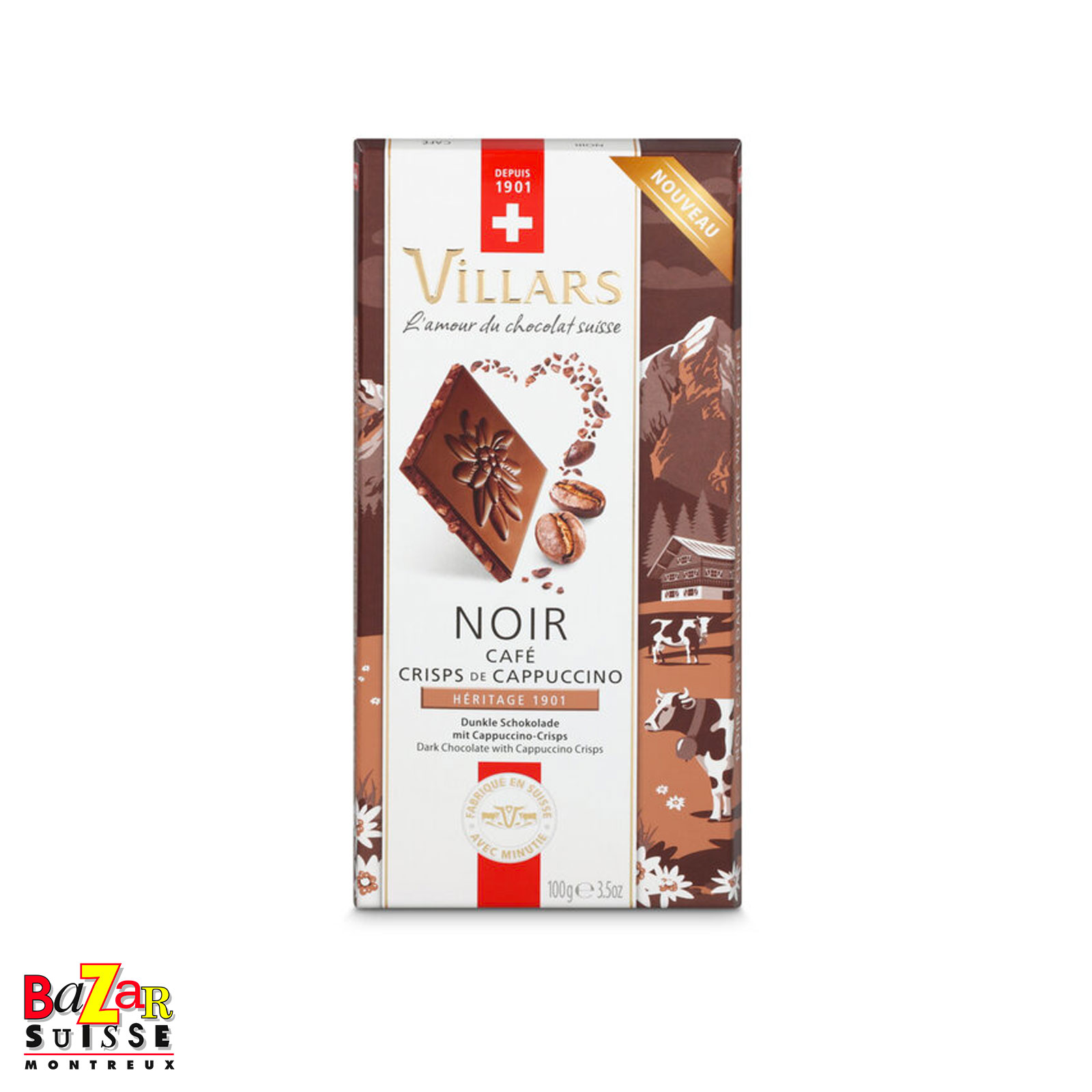 Chocolat noir au café et crisps de cappuccino Villars - 100 g