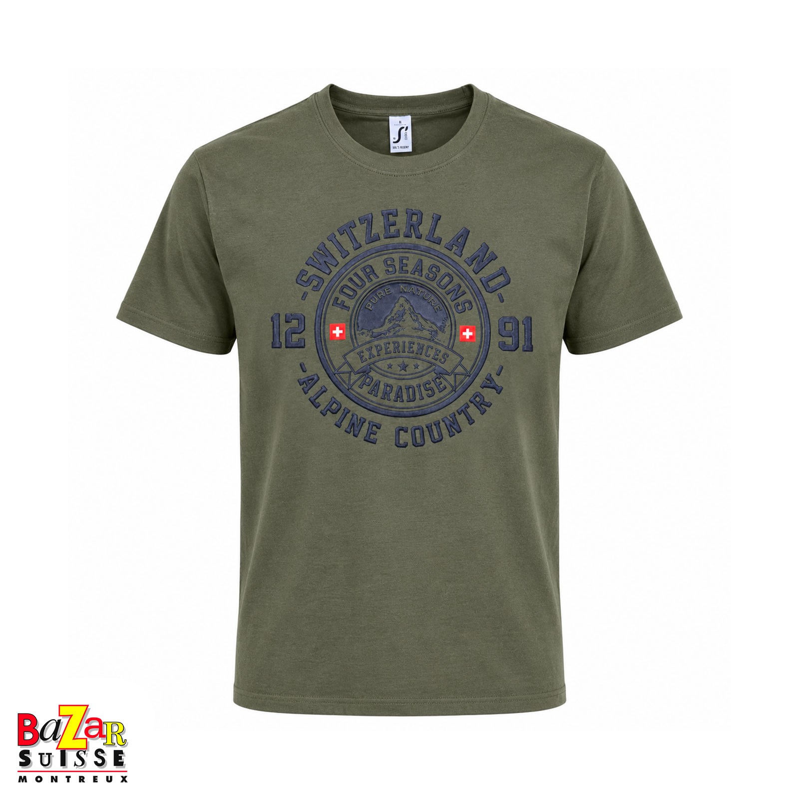 T-shirt Switzerland Alpine Country vert kaki