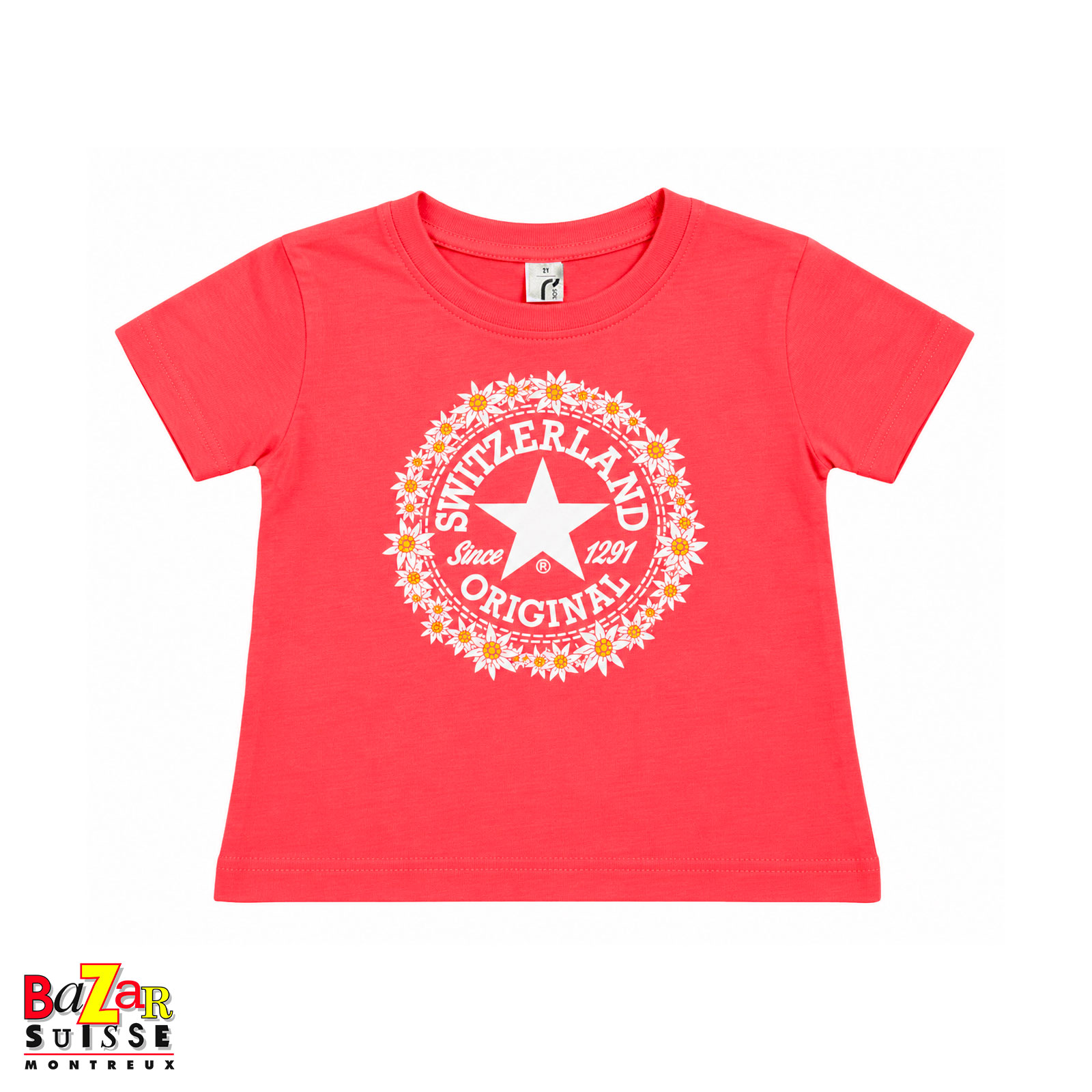 T-shirt enfant fille Switzerland Original corail